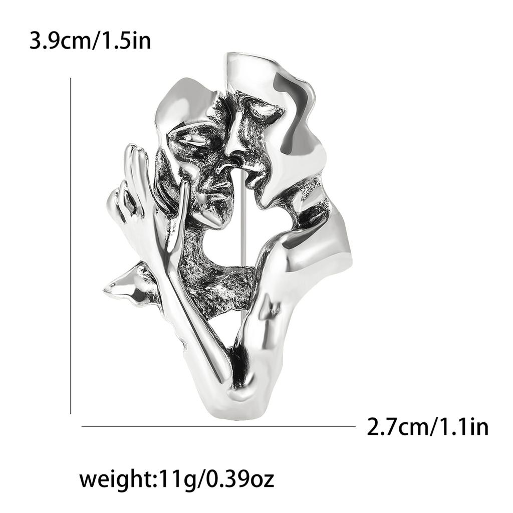 Fashion Retro Alloy Kiss Lover Shape Brooch Simple Temperament Men'S And Women'S Clothing Corsage Jewelry Pin