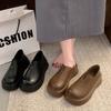 Модные маленькие лоферы женские 2025 весна и осень новые ретро двойного ношения для работы один педаль большая голова маленькие кожаные туфли