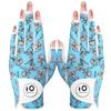 FINGER TEN Golf Gloves Women Both Hands Pair Sheepskin and Microfiber Leather Stretch Breathable All Weather Grip with Ball Marker (Size 19)
