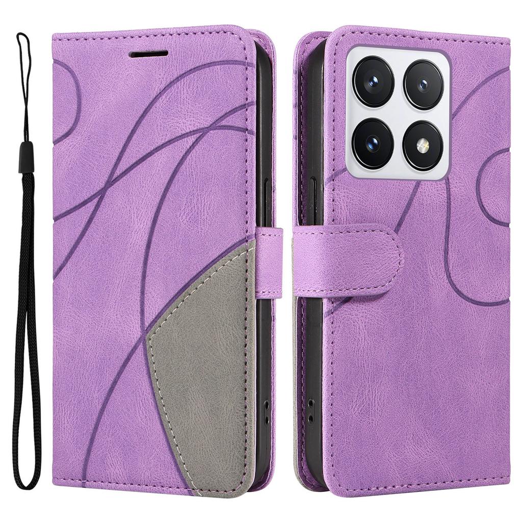 For Xiaomi 14T Pro Leather Case Wallet Stand Color Splicing Phone Cover