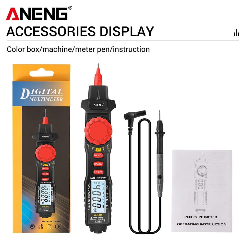 New ANENG A3004 Digital Multimeter Pen 4000 Counts AC/DC Current Meter Electric Handheld Tester Voltage Resistance Profesional Tools Digital Display