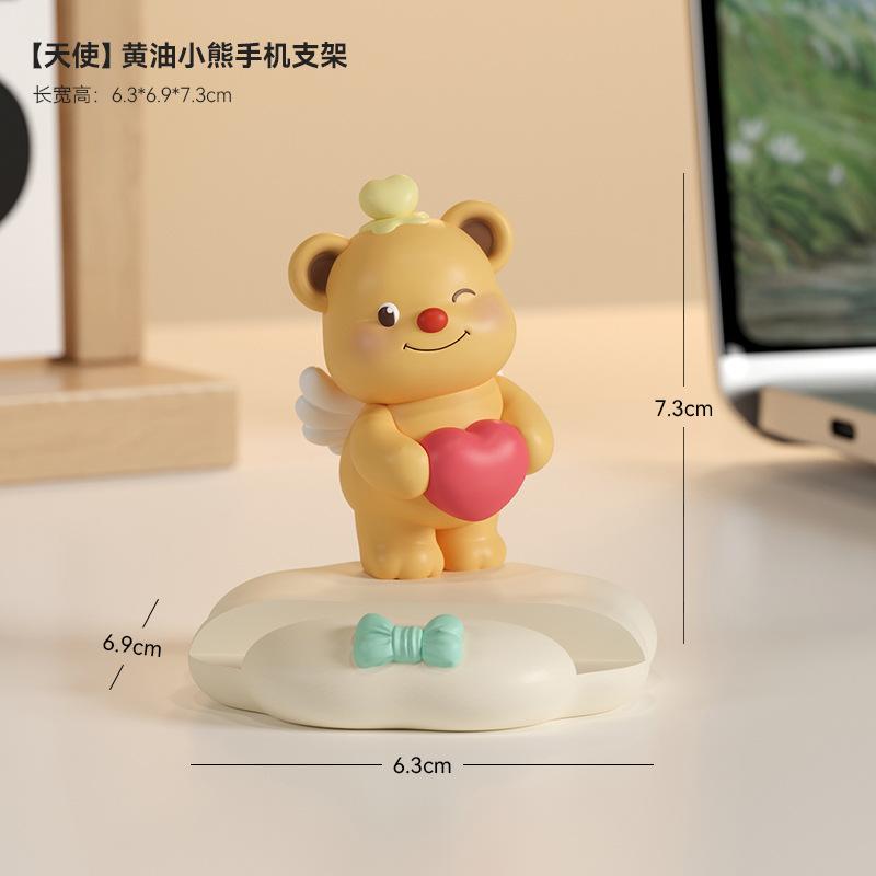 Hot Cream Cure Butter Bear Mobile Phone Holder Lazy Chasing Drama Flat Panel Support Tabletop Ornament
