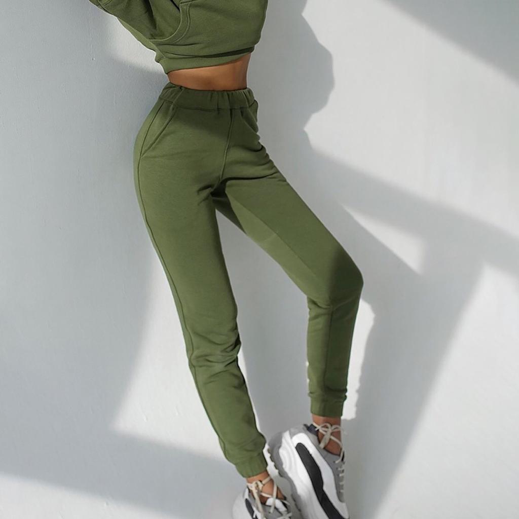Women's Casual Solid Color Long Sleeved Short Hoodie Trousers Sports Suit