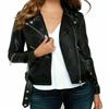 Black Lambskin Biker Style Slim Fit Leather Jacket For Women's With Zip & Pocket