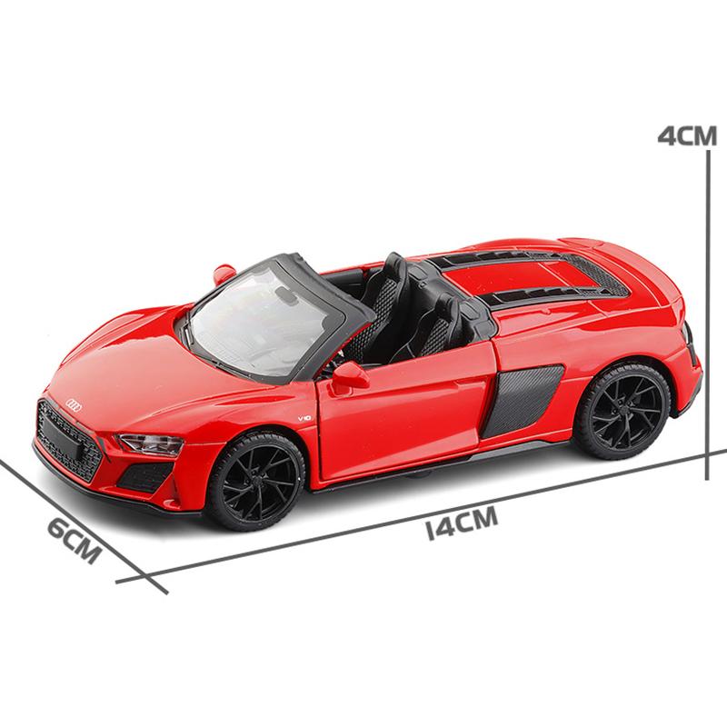 Масштаб 1/32 R8 Spyder 2020, модель автомобиля, литая под давлением игрушечная машина, коллекция подарков