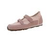 Double Velcro Ballet Single Shoes Women's Summer New Commuter Versatile Casual Soft Leather Sports Hollow Color Matching Flats