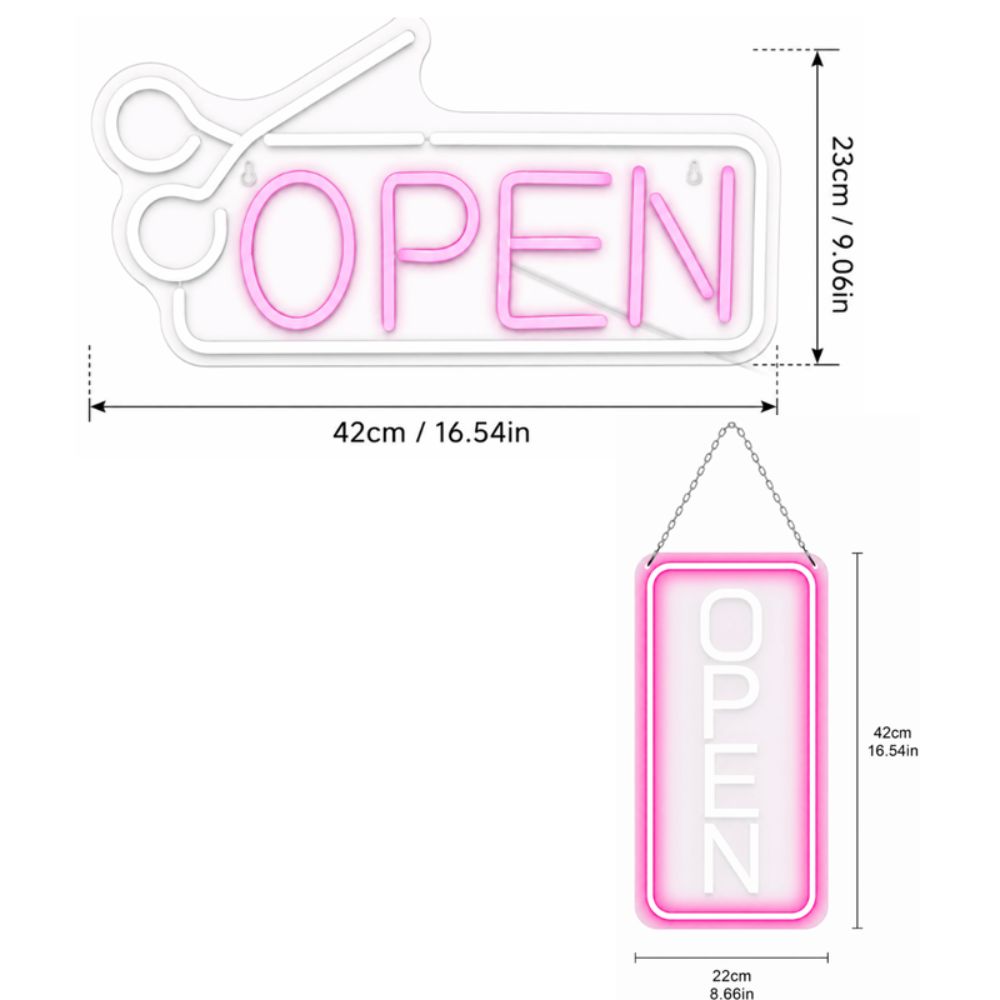 Soft Silicone Light Strip Open Neon Sign Adjustable Brightness Business Store Sign Salon Decor