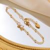 Cubic Zirconia Bow-tie Charms Bracelet For Women, Stainless Steel Satellite Chain Adjustable, CZ Bowknot Bracelets