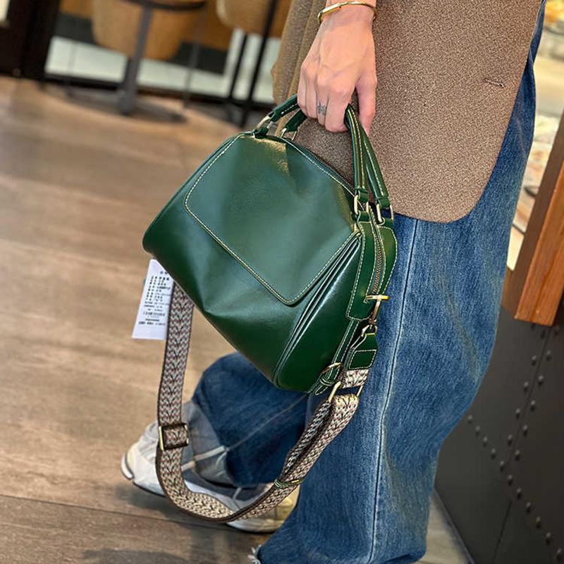 Женская сумка через плечо из натуральной кожи в стиле ретро — весна/лето 2024 г. Повседневная, универсальная, вместительная, высококачественная сумка-мессенджер с подушкой.