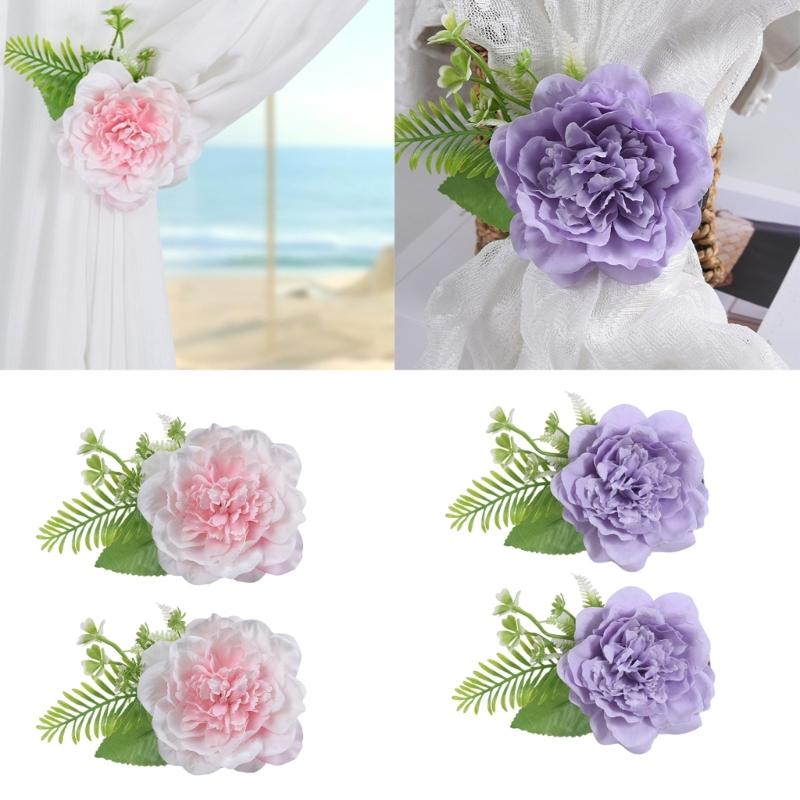 Современные клипсы для штор в виде искусственных цветов, набор из 2 штук, декоративные держатели для оконных драпировок, подхваты, пряжки