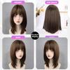 16-дюймовый коричневый парик с прямой челкой, синтетический парик из волокна, термостойкий, без бликов, натуральный косплей, шиньон для женщин, повседневное использование, корейская мода