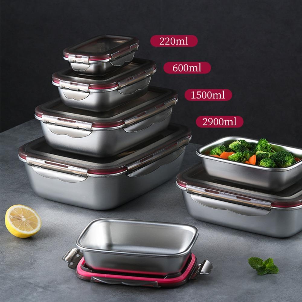 Silicone Ring Sealed 304 Stainless Steel Fresh-keeping Box Freshness Container Refrigerator