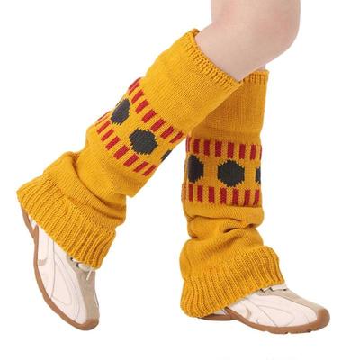 Мультяшные вязаные гетры с животным принтом для женщин, зимние, осенние, в японском стиле Харадзюку, расклешенные, чехлы для ботинок, длинные носки без носка, желтые