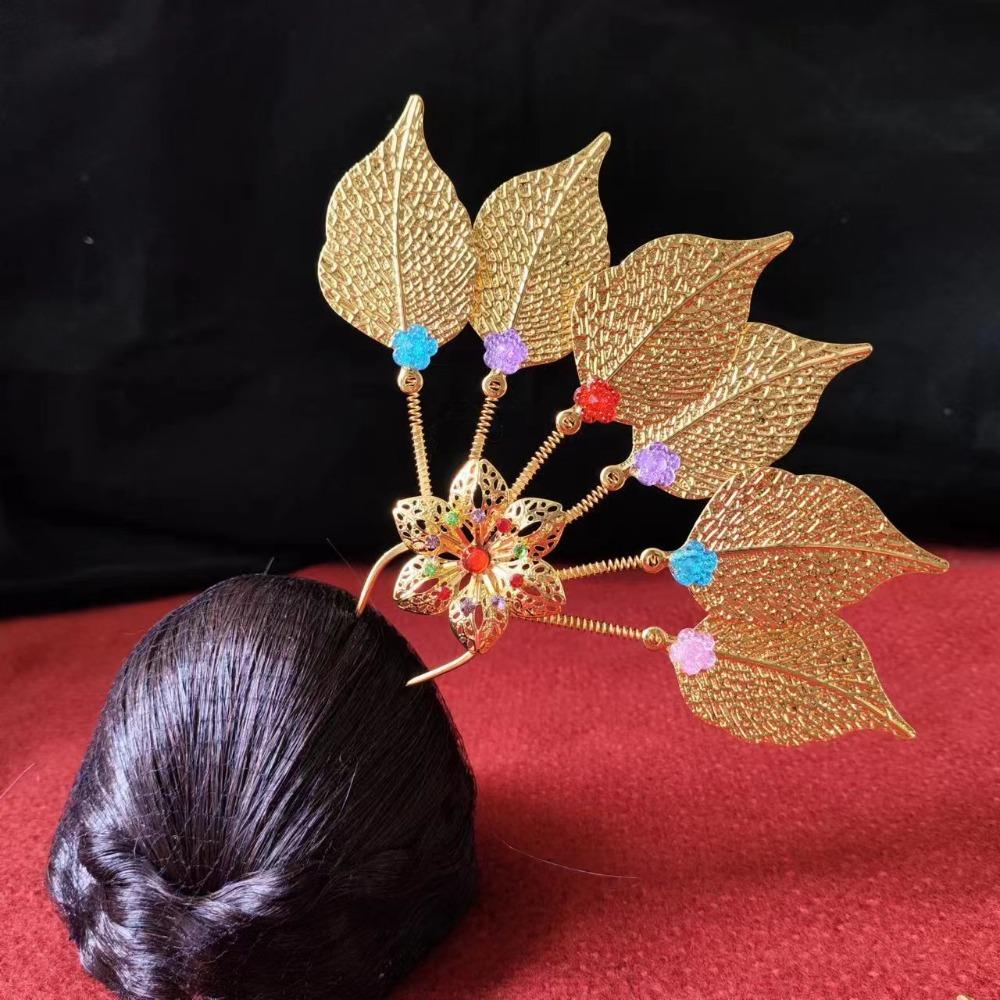 Flower Thai Hair Sticks Gold U-shaped Hair Fork Antique Ethnic Style Hair Accessories  Daily
