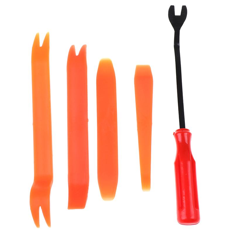 Set 5 Door Panel Car Trim Removal Tool Kit Clip Plastic Fastener Remover