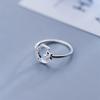 Real 925 Sterling Silver Shiny Zircon Moon Star Adjustable Ring For Charming Women Wedding Romantic Fine Jewelry Gift