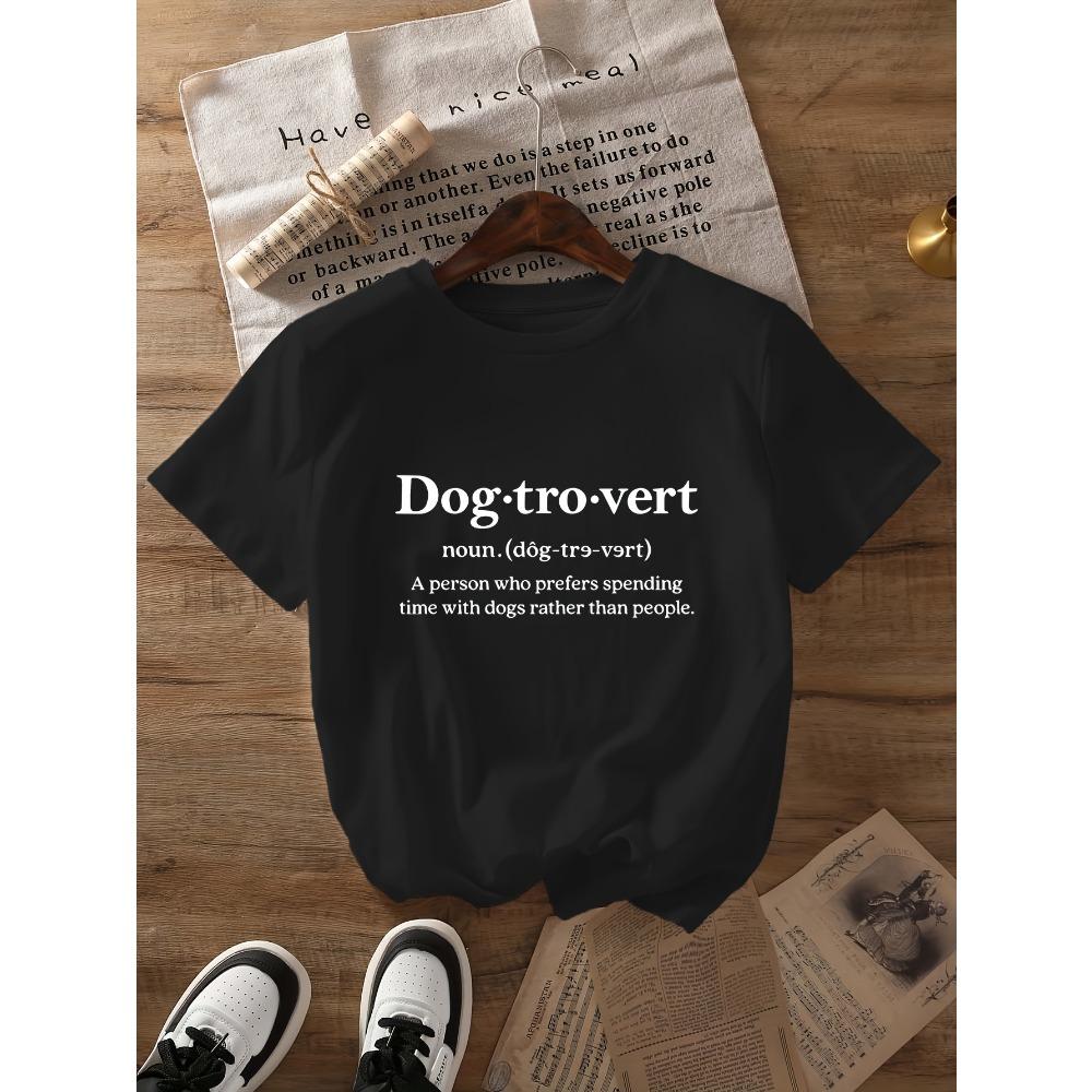 Womens Dog Lover Graphic Print TShirt Dogtrovert Short Sleeve Crew Neck Summer Short Sleeved Women T Shirt Vintage Clothes
