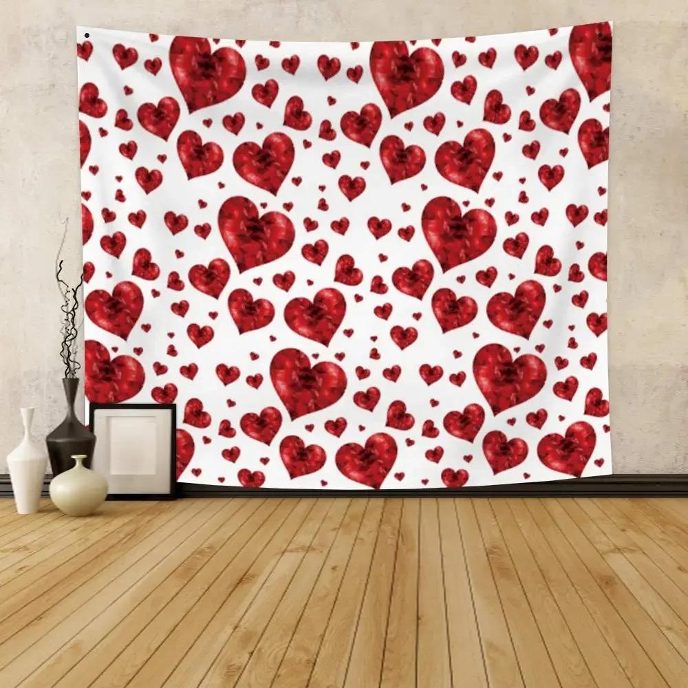 Красочный акварельный гобелен с рисунком сердца, украшение для офиса, гостиной, настенный гобелен для дома