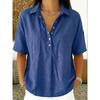 2026 Summer New Women's Loose and Comfortable Turn-down Collar Short-sleeve Solid Color Shirt