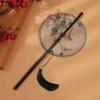 Rollable Long Handle Fan Rotatable Group Fan Portable Chinese Bamboo Waist Fan  Gifts