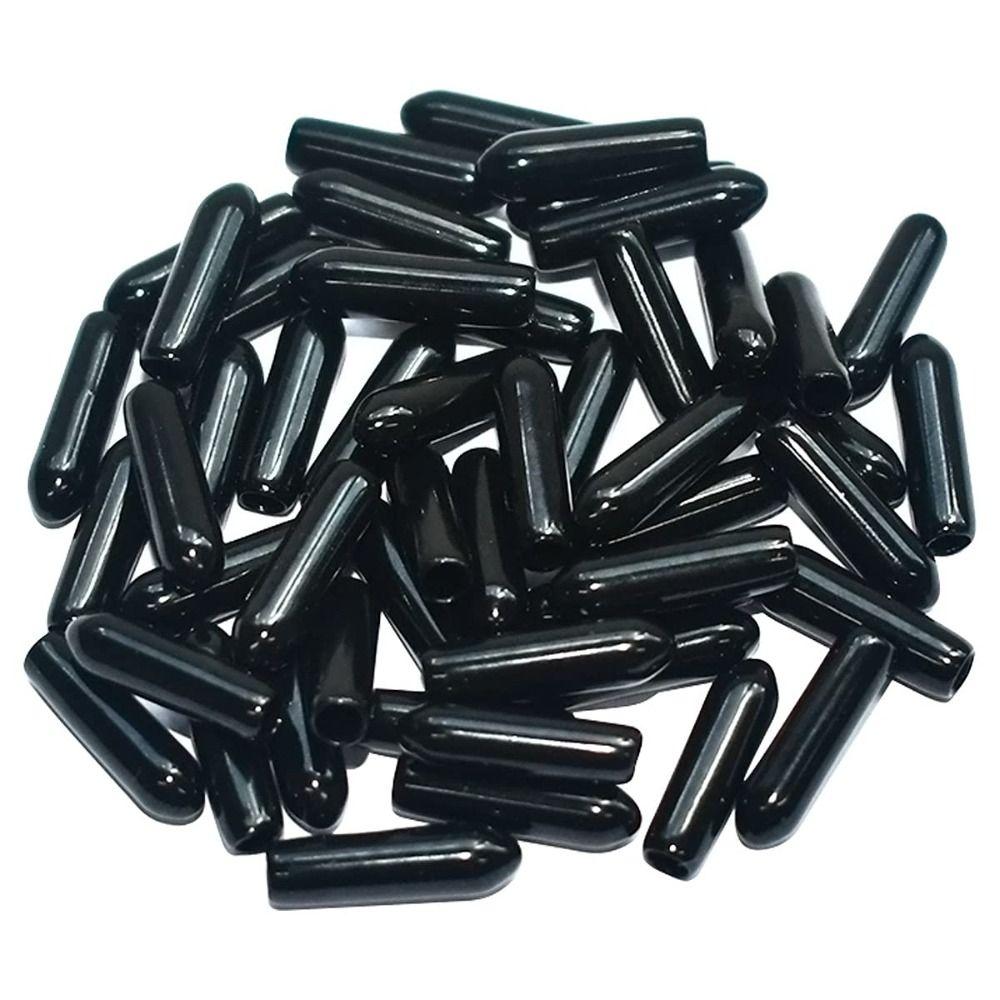 100pcs Vinyl Rubber End Caps Black Bolt Screw Thread Protector Flexible End Caps Covering screws