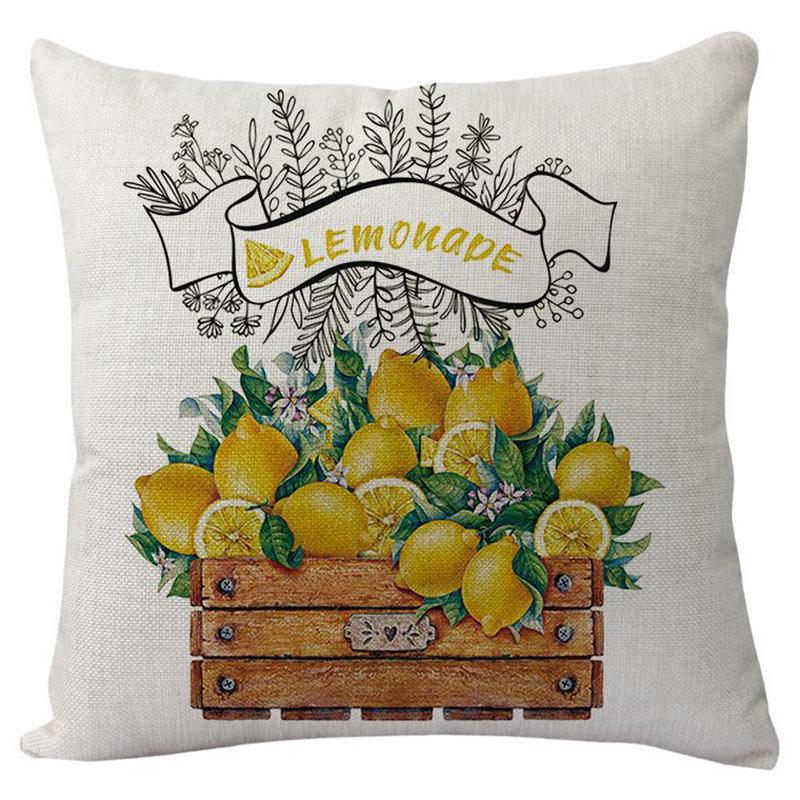 Pillow Cover Nordic Ins Pillow Summer Yellow Lemon Square Print Pillow Cover Cushion