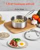1.5 QT Saucepan, Stainless Steel Saucepan with Glass Lid, Multipurpose Nonstick Stainless Steel Small Cooking Sauce Pot with Ergonomic Handle,