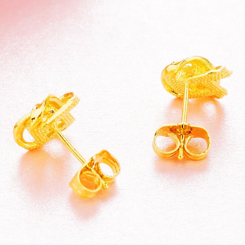 Xinshijie 24K Gold-Plated Braided Chinese Knot Earrings for Women