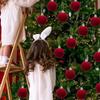 15 Pcs Red Velvet Christmas Balls Velvet Ornaments for Christmas Tree, Christma Tree Flocked Ornaments Balls Holiday Decoration