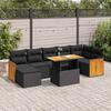 VidaXL Garden Lounge Set with Cushions 7 Pcs Black Braided Resin Acacia 3327737