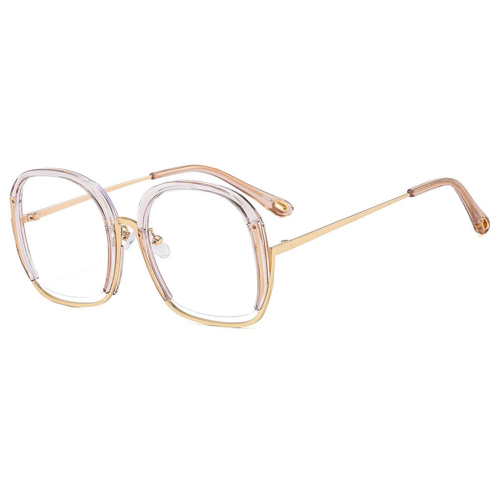 Персонализированное круглое зеркало с широкой рамой, металлические очки с защитой от синего света