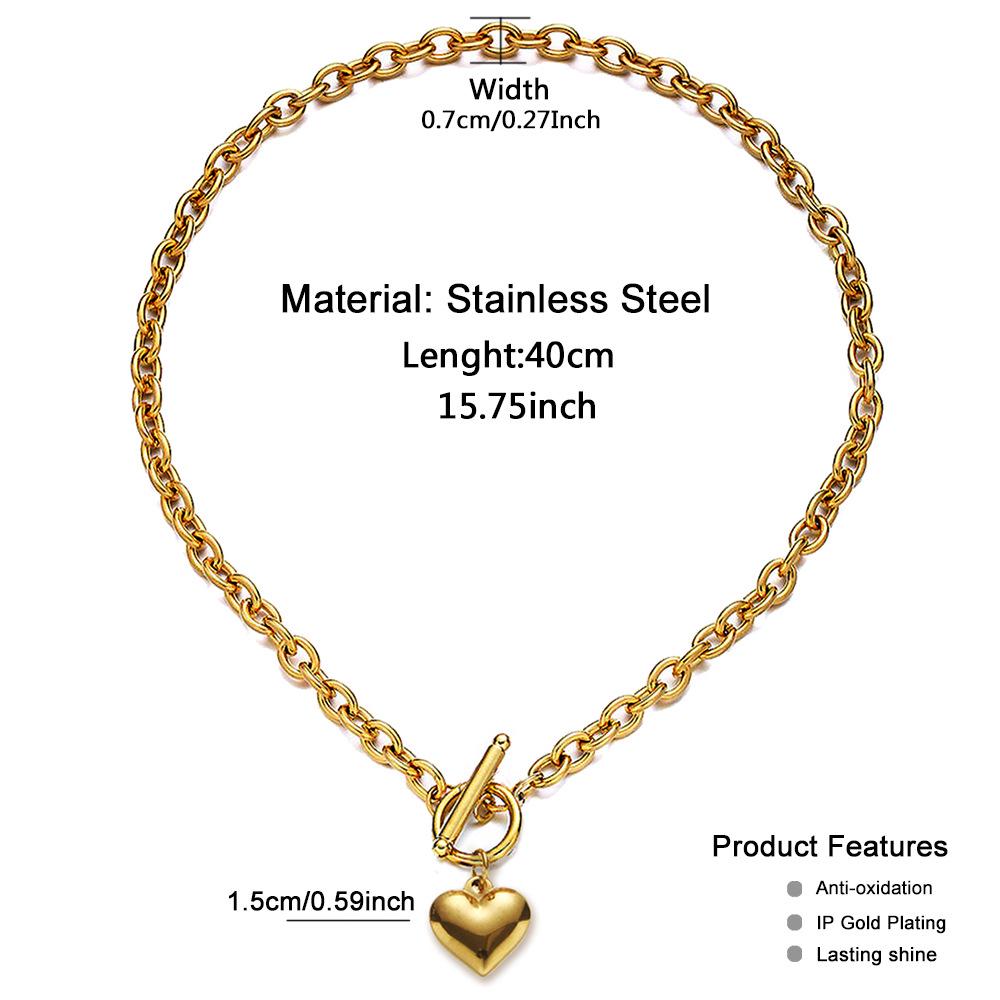 Korean Style Stainless Steel Heart Pendant Clavicle Necklace - Christmas Gift