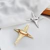 Metal Four-pointed Star Brooch Elegant Luxury Golden Silver Color Clothing Accessories Women Business Suit Lapel Pin Fashion Jewelry