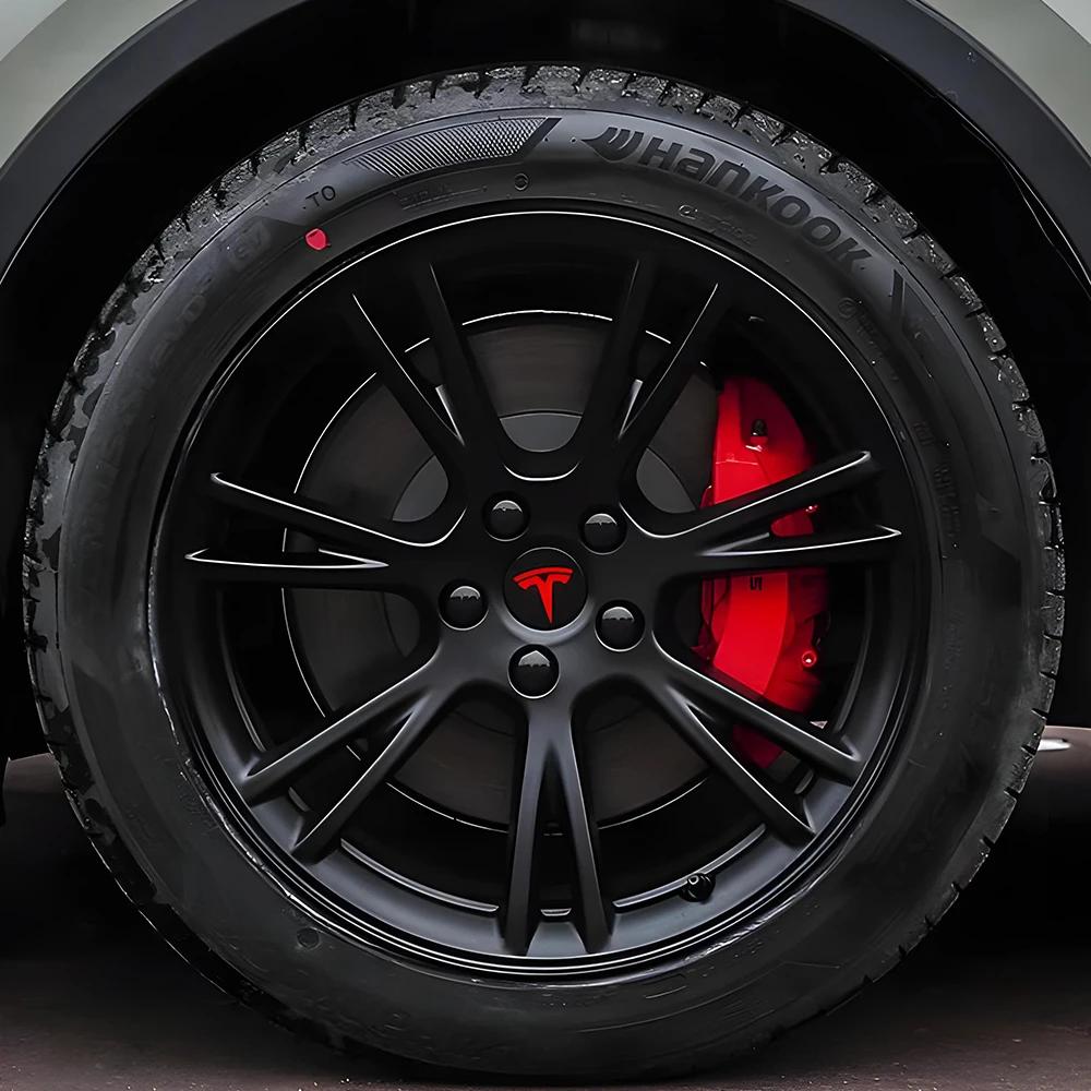 Автомобильная наклейка Tesla 4 шт. 56 мм Наклейки-заглушки центральных колпачков ступиц колес автомобиля Значок Наклейка Автоаксессуары Для Tesla Model 3 Model
