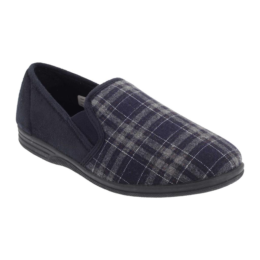Zedzzz Mens Harley Check Felt Gusset Slippers