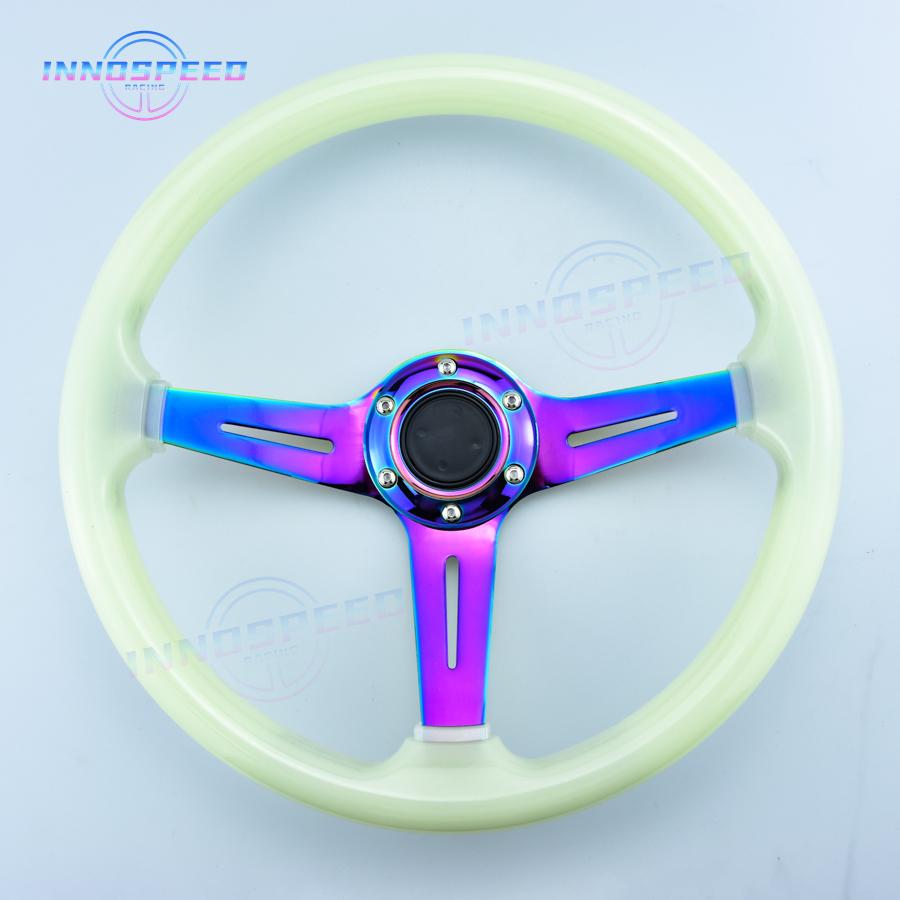 14inch Universal Transparent Acrylic Steering Wheel Neo Chrome JDM Racing Sport Steering Wheel for Game
