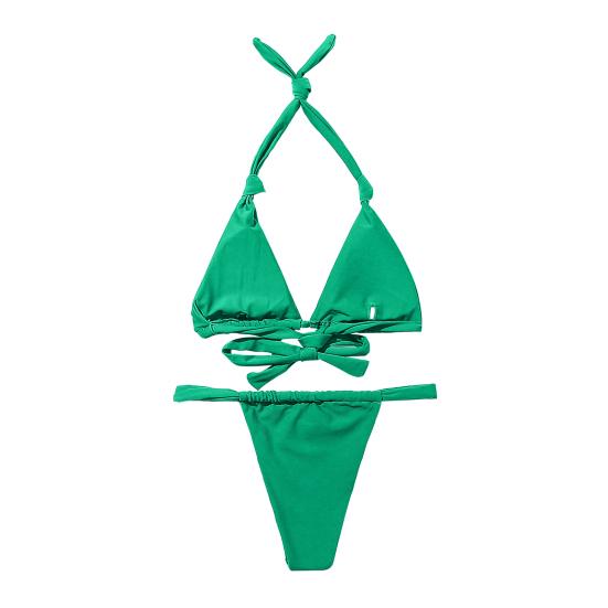 2Pcs/Set Women Bikini Set Halter Padded Wireless Bikini Bra High Waist Swimming