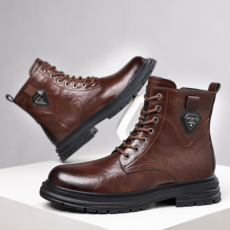 Модные осенне-зимние ботинки из коровьей кожи для мужчин, новые дизайнерские модные повседневные рабочие туфли для мужчин, модные повседневные ботинки на платформе для мужчин