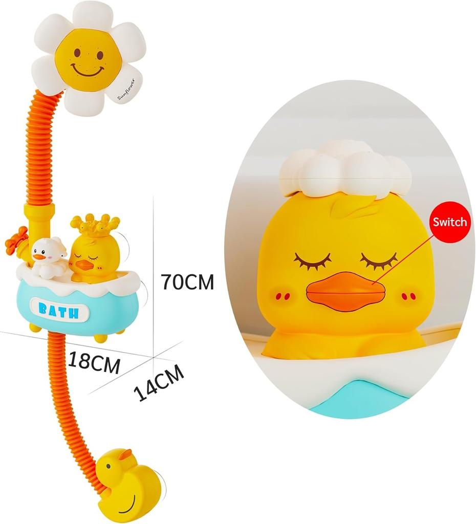 Baby bath toys toddler bath shower bathtub toys with sunflower shower 3 water spray heads baby bathtub toys