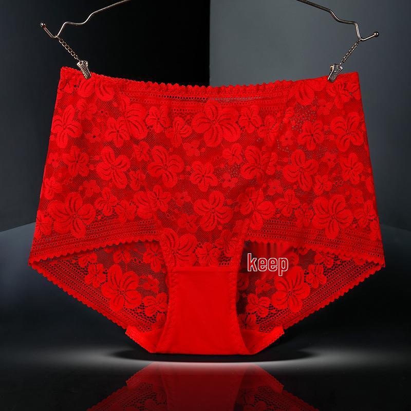 Plus Size High Waist Lace Panties with Cotton Crotch – Sexy, Hip-Lifting Design
