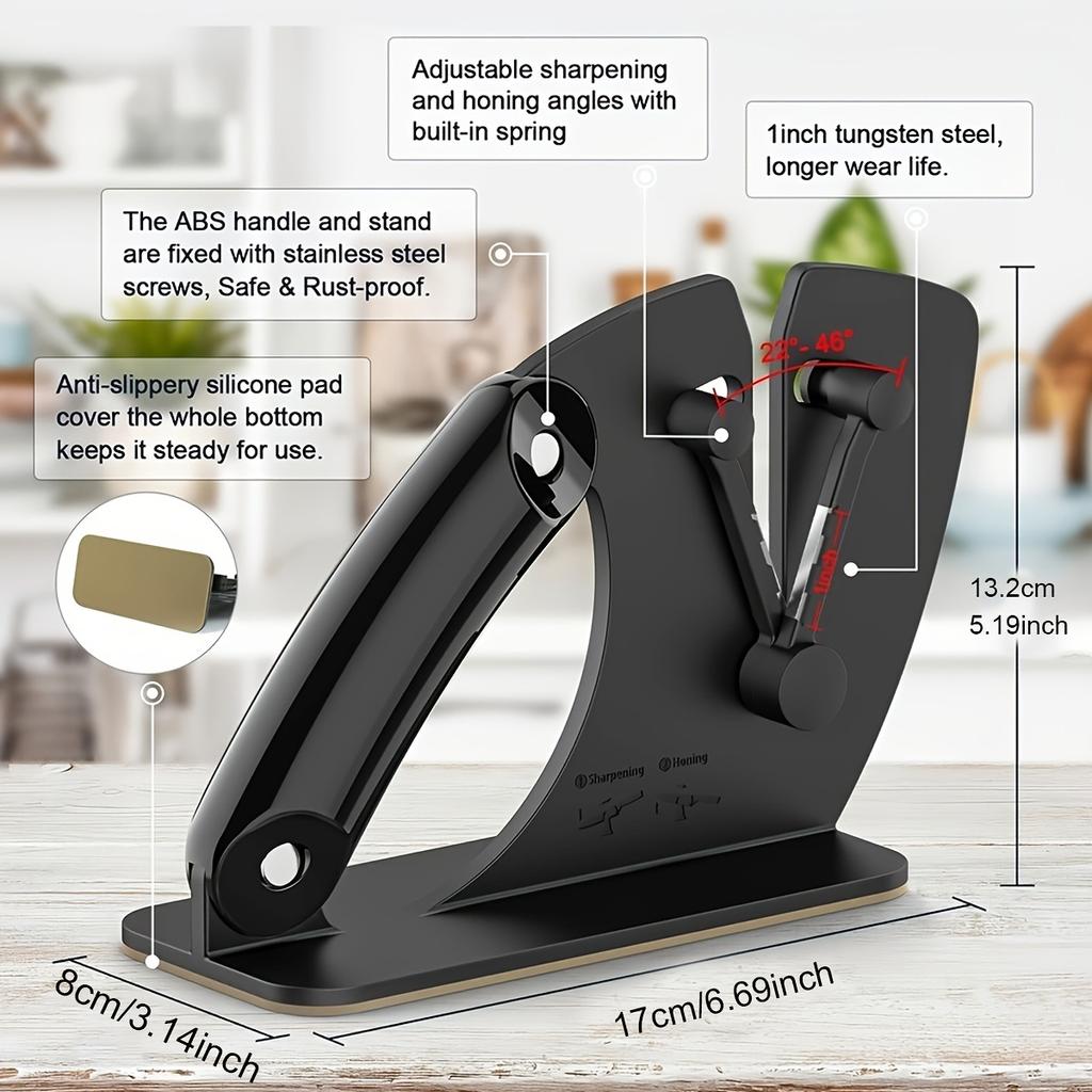 Premium Knife Sharpener with Ergonomic Handle - Restore Dull Blades with Tungsten Carbide for Steel Knives!