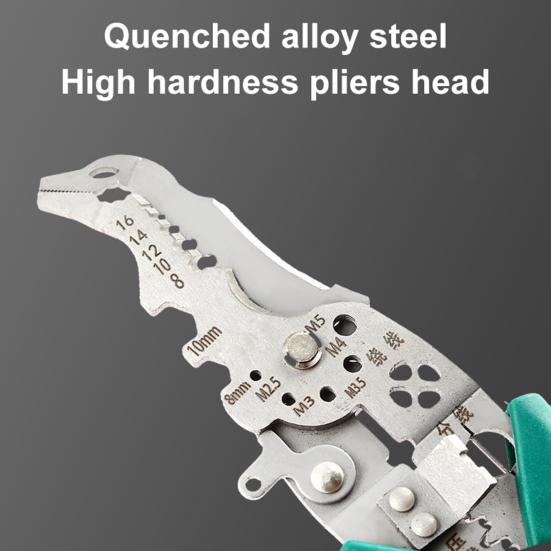 Multi-function Wire Stripper Heavy Duty Alloy Wire Stripping Pliers Crimper Cutter Ergonomic Handle Portable Electricians Cable Cutting Pliers