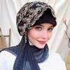 Yousheng Кружевная эластичная шляпа-тюрбан для женщин, предварительно завязанный платок-обертывание для головы, надеваемая через голову шапочка для химиотерапии, мягкая шапочка-череп для выпадения волос