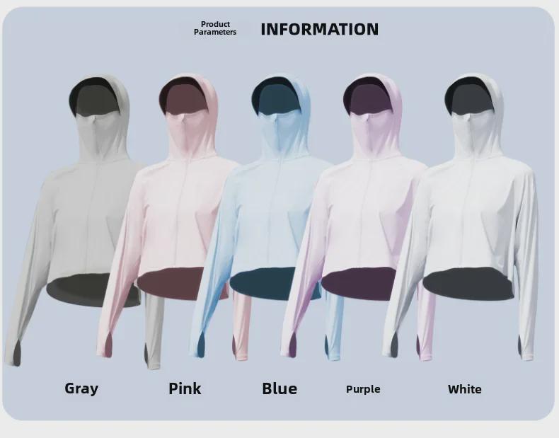 Женская черная куртка Ice Silk с капюшоном 2024 года — дышащая, с защитой от ультрафиолета и солнца