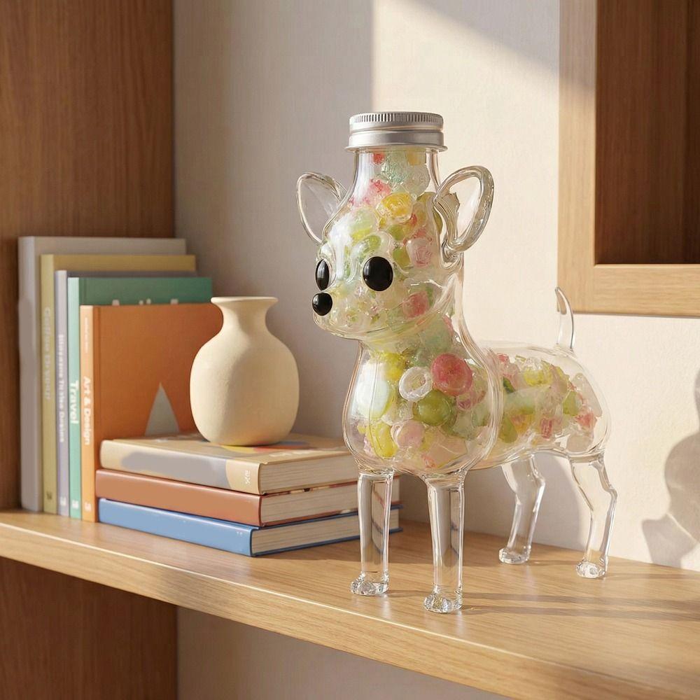 Airtight Chihuahua Candy Jar Glass Dog Patterned Jar Creative Food Storage Container Dining Area