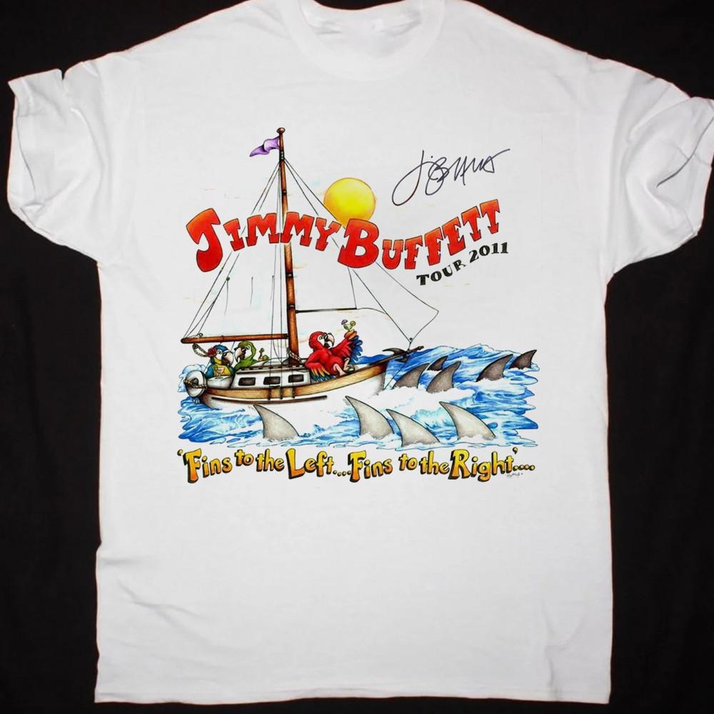 Remembering Jimmy Buffett Tour White Cotton T Shirt Full Size S-5XL