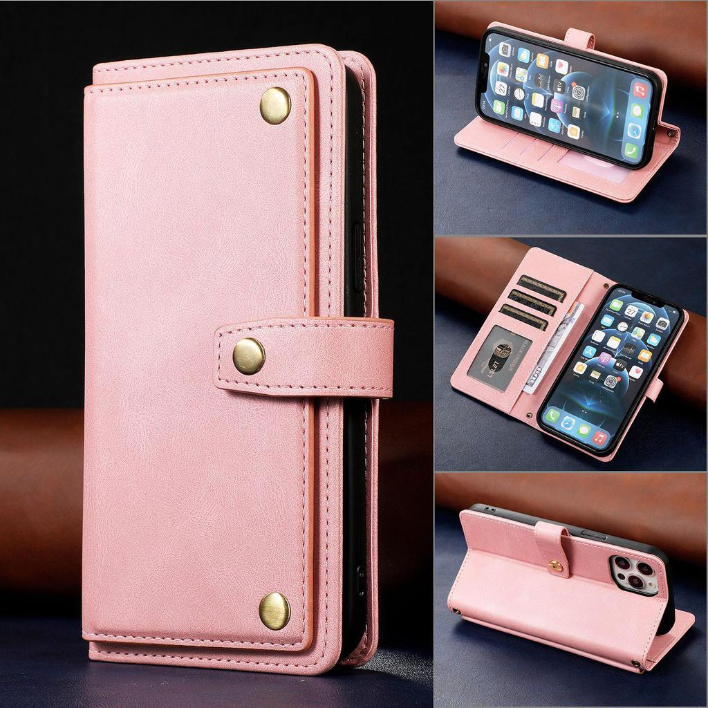 iPhone16 Retro Leather Case for Apple 12 & 14Pro: Flip Phone Protection with Multi-Function Card Slots