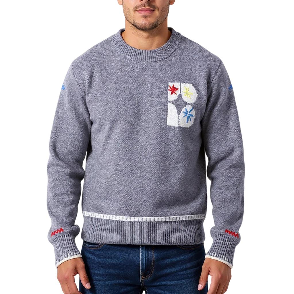 Men's Fashion Knitting Pullover Long Sleeves Loose Round Neck Sweater