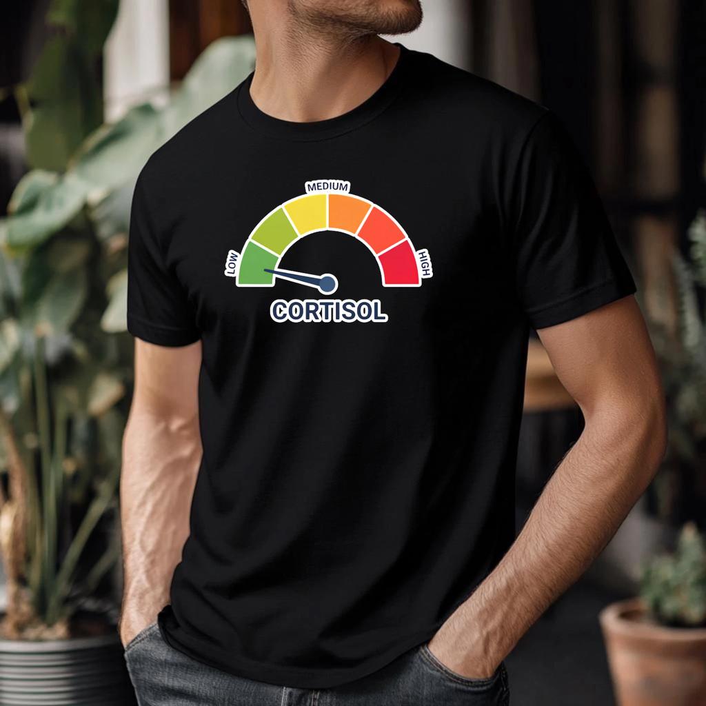 Vintage Graphic T-shirt Funny Stress Meter Cortisol Level Gauge Unisex Gift Tee