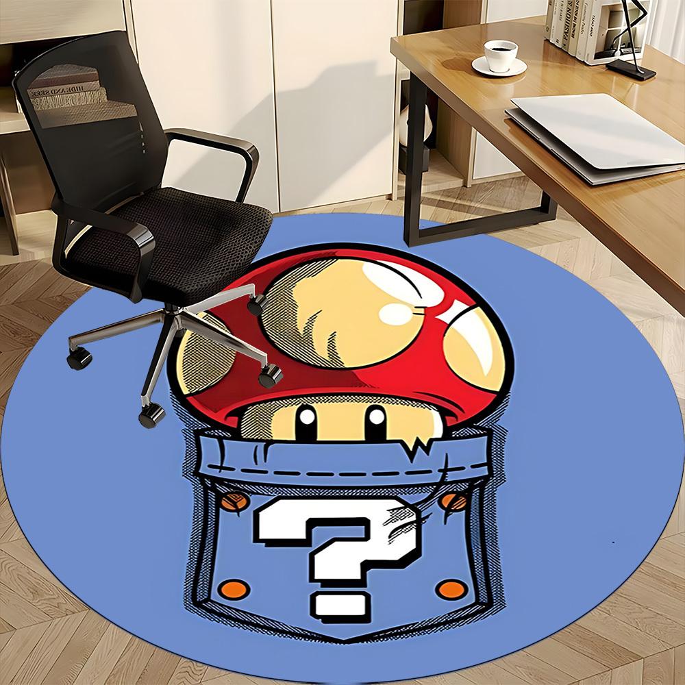 1pc Mario Mushroom Pocket Office Round Area Rug, Under Office Chairs Bedroom Living Room Home Decor a1022247